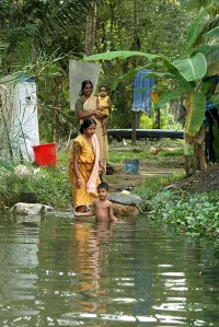 indian woman bathing naked near river