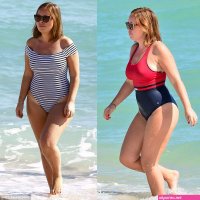 anna louise shows off her sexy body in a green bikini on the beach in miami