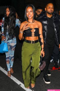 karrueche tran stuns in an orange sherbet dress while out in hollywood