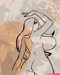 Big boobs an booty cartoon character line art sexy girl print naked woman  drawing ass story Drawing by Mounir Khalfouf