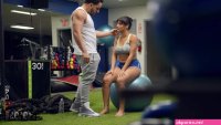 Hot brunette Kosame Dash endures a rough fuck at the gym