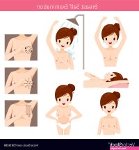 Naked woman breast self-examination Royalty Free Vector