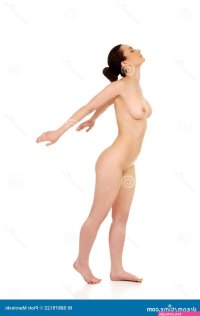 Nude Gymnastic Woman Working Out. Stock Photo