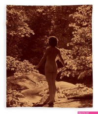 1920s Woman Nude Back Side Nature Fleece Blanket by Vintage Images