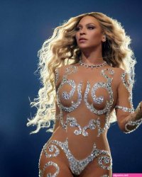 Beyonce showcases her incredible curves in a sparkly nude jumpsuit