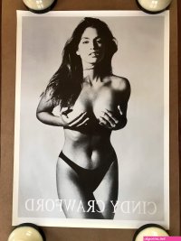 Vintage Original 1980s Cindy Crawford Poster Nude Model Pinup