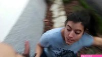 Outdoor blowjob and cum on mouth