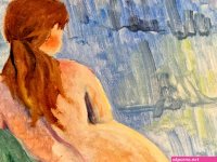 Seated Nude Woman Painting French Mid Century Naked Lady Portrait Suzanne Ouvrier Signed Erotic Art