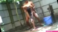 Indian Girl Bathing outside nude and faking a street boy