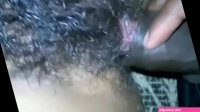 Hairy pussy in black cock cum