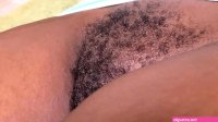 Black hairy pussy fucked and filled by a big white cock and a sticky semen