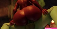 Dark Redhead Babe Fucked by Curvy Futanari Orc