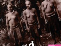 Image of Three Topless Zulu Women Standing in Row Portrait Africa 1890 by Unknown photographer 19th century