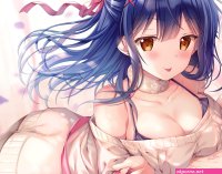 cleavage flowers sweater ass blush long hair ribbons TwinBox blue hair Sousouman brown eyes HD Wallpaper