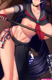 minamoto no raikou fate fategrand order fate series highres 1girl bestiality breasts huge breasts purple hair sex