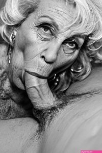 Image of ultra realistic old woman sucking huge penis blowjob 70 years old