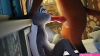 Nick Wilde fucks a cute bunny Judy Hops deep in the mouth in a sex cartoon
