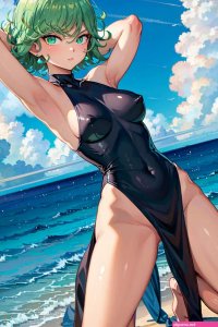 Tatsumaki posing on beach