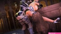 Futanari warrior queen fucking a big tits babe in a 3d animation