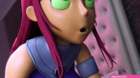 Starfire fucks while raven masturbates