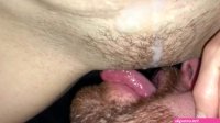 Long Landing Strip Of Cumshots From Her Pussy To Her Cleavage Gets Slurped Up Swallowed By Him