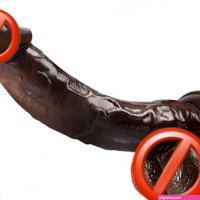 Realistic soft brown dildo with balls and suction cup