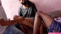 Step-sister caught watching porn secretly in mobile and fucked by two step- brothers