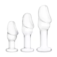 Beginner Friendly Glass Anal Training Kit with 3 Sizes Helmet Head 4 Inch 5 Inch 6 Inch