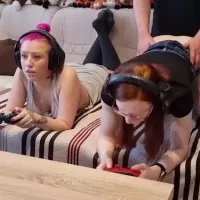 Teen e-girl getting dicked from behind while playing games