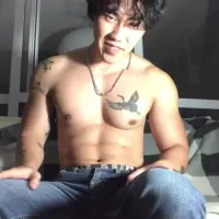 asian boy massaging muscles and jerking off