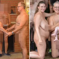 Age gap couple with 30 years between them get married naked