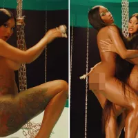 Pregnant Cardi B and Normani strip NAKED and grind against each other in raunchy video for new song Wild Side
