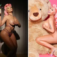 Nicki Minaj goes FULLY NUDE and straddles a giant teddy bear in raunchy pics to celebrate her 39th birthday
