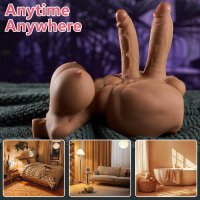 Shemale Sex Doll FUTA Sex Toy Torso Two Dildo Male Masturbator with Flexible Dildo for Women Big Breasts and Vaginal Anal Trans Sex Doll for Men Transsexual Torso Toys