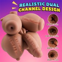 : Shemale Sex Doll Torso Realistic Big Dildo with 5 Holes insertable Masturbator 5 in 1 Transsexual FUTA Sex Dolls Penetrable Nipples and Tight Vaginal Anal Breast Adult Men Women Couple Sex