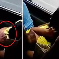 Horrific moment perv repeatedly gropes sleeping womans breast on public bus