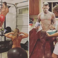 Paige VanZant becomes naked chef as UFC star cooks with nothing on but an apron in coronavirus lockdown with husband