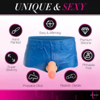 Strap U Booty Shorts Strap On Harness With Built-In 6 Silicone Dildo