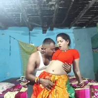 Desi Bengali Bhabhi Ke Saath Masti Romance and Kissing Scenes Orange Blouse and White Bra Remove Big Boob Press by Rahul
