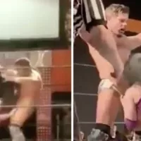 Wrestler pulls down opponents shorts and vomits on his PENIS in bizarre stunt