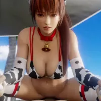 Cow Kasumi riding on the beach