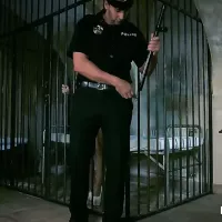 The policeman has a threesome with the two prison secreta...