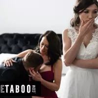 Pure Taboo Bride Maya Woulfe Caught Anxious Fiance Sucking His Caring Stepmom Reagan Foxxs Breasts