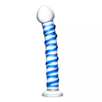 Gls Blue Spiral Glass Dildo