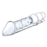 GLAS DOUBLE ENDED GLASS DILDO WITH ANAL BEADS