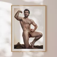 Handsome Nude Man with Big Penis Vintage Muscular Nude Bodybuilder Vi