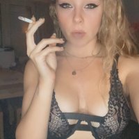 Sandra Sterling X: Smokin onlyfans actress curlyhair blonde smoking cigarette boobs