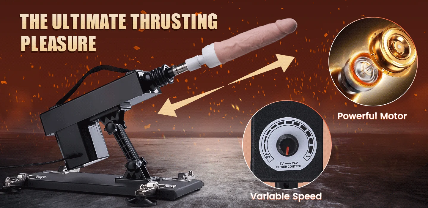 Automatic Thrusting Heating Swinging Vibrating Sex Machine with Dildo and Suction Cup 28 Inch