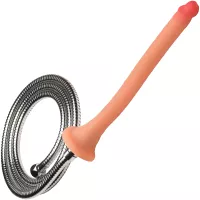 Hosed 12 Inch Slim Silicone Enema Hose Dildo For Shower Play