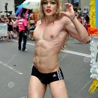 NYC: Nearly Nude Man in Gay Pride Parade Editorial Stock Image